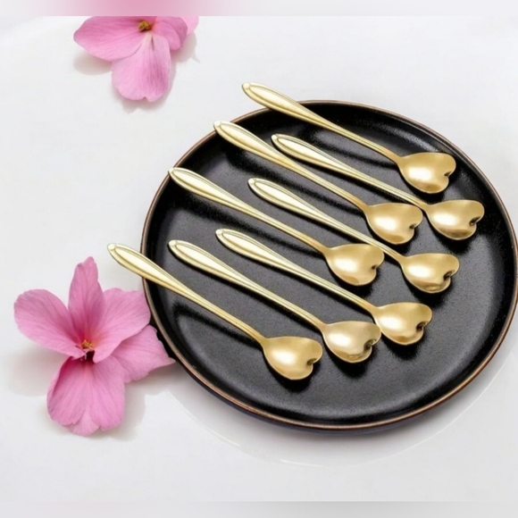 Reserved For Malorie Kitchen Tea Coffee Bar Gold Color Heart Spoons - Picture 2 of 5